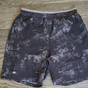 Black and Gray Patterned Athletic Shorts